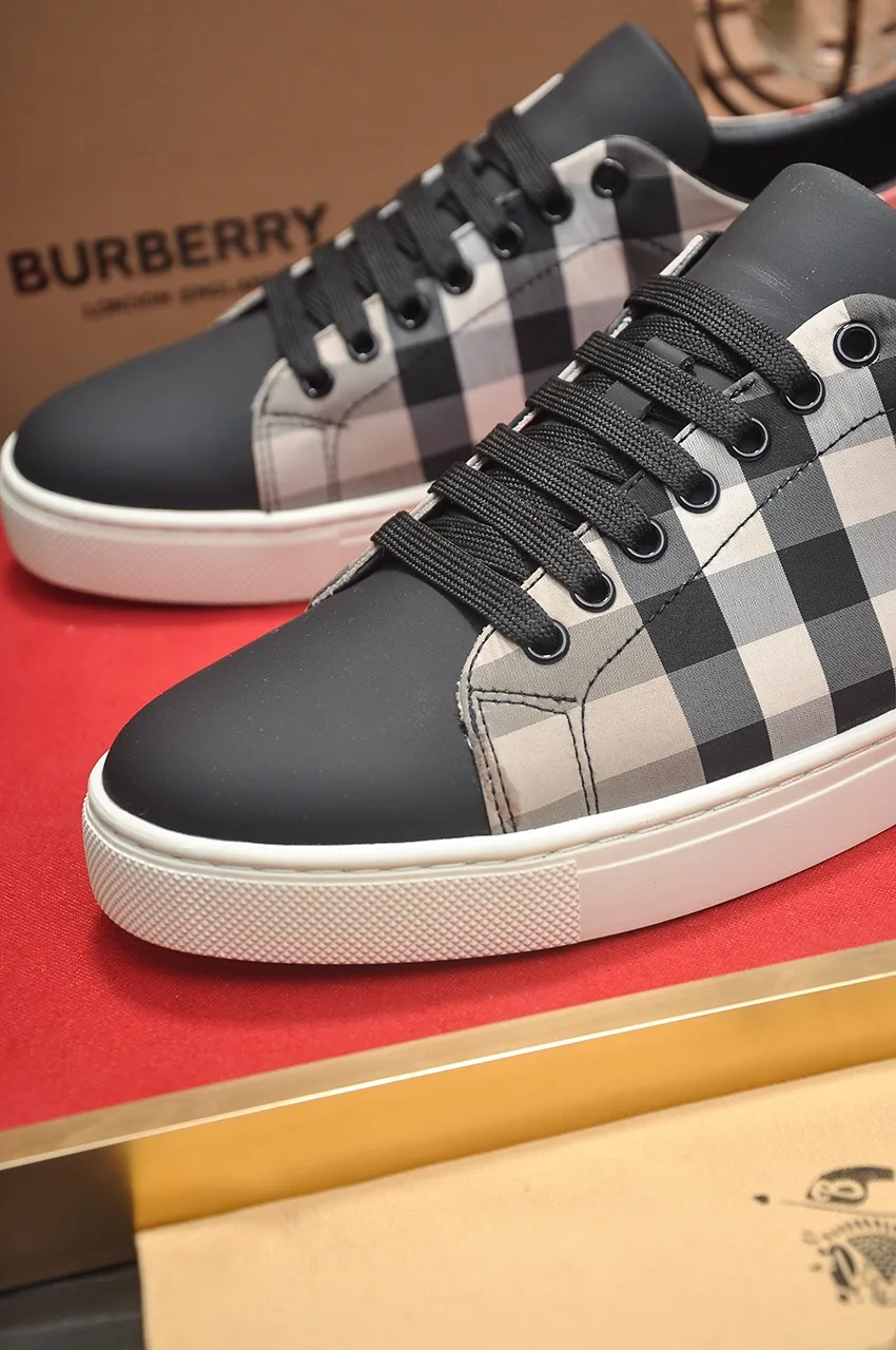 Men's shoes💰480💶[Burberry] (cowhide lining) classic low-top sneakers｜Imported cowhide with classic plaid fabric｜Cow leather lining｜Original outsole｜Fine workmanship and comfortable to wear Size: 38-44 (customized at 45)